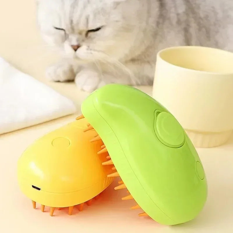 Escova a Vapor Recarregável 3 em 1 para Gatos – Limpeza Profunda e Conforto